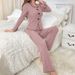 Foreign Trade Cross-Border European American Autumn Winter Women's Pajamas With Turn-Down Collar Bowknot, Fashionable_ecoleips.com