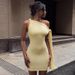 Women's Clothing Women's Slim Hip Body Dress European American Style Casual Fashion Summer Sleeveless One Shoulder Tie Up_ecoleips.com