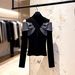 Women's Clothing Chic Unique Design Niche Black Off-Shoulder Knit Top – Winter French-Inspired Black Sweater With Unique Spliced Design (S-XL)_ecoleips.com