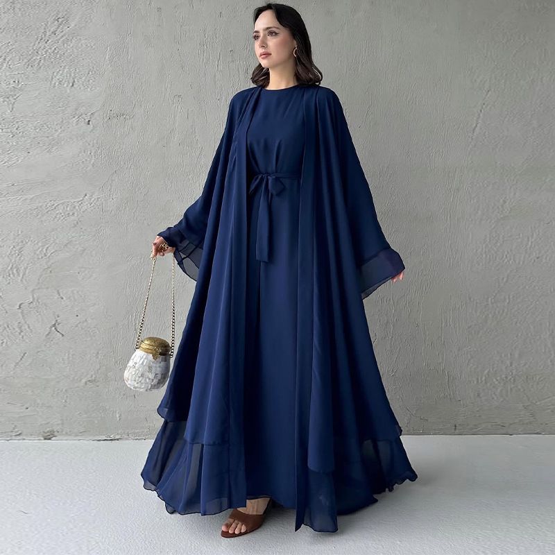 Women's Clothing Temperament Elegant Leisure Long Sleeved Cardigan Big Swing Skirt Suit_ecoleips.com