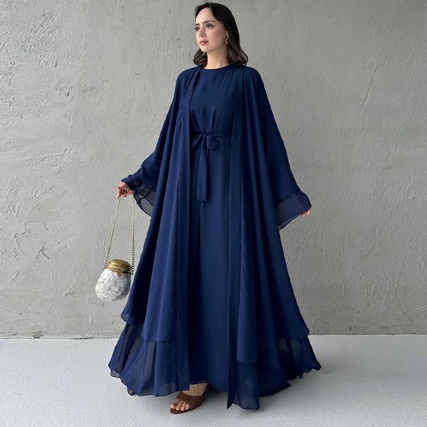 Women's Clothing Temperament Elegant Leisure Long Sleeved Cardigan Big Swing Skirt Suit_ecoleips.com