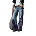 Women's Wide Leg Flare Pants Faux Denim With Five-Pointed Star Print Bohemian Casual Beach Style Cotton Jeans For Spring/Autumn & Summer_ecoleips.com
