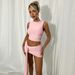 New Style Sexy Strap Sleeveless Bodycon Solid Color Fashion Women's Two-Piece Set Dress_ecoleips.com