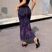 Women's Clothing Supply Of Fashionable High Waist Elastic Slit Mid Length Skirt Creative Texture Tie Dye Denim Skirt_ecoleips.com