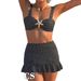 Women's Clothing Women's Three Piece Bikini Swimsuit Set Style Starfish Polka Dot Strapless Skirt Modest Coverage, Beach & Pool Ready_ecoleips.com