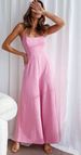 Women's Elegant Solid Color Halter Neck Jumpsuit Spring/Summer Wide Leg Casual Fashion European American Style Backless Romper_ecoleips.com