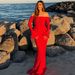 Elegant One Shoulder Off Lace Long Dress Flared Sleeve Strapless Formal Party Evening Gown Wedding Bridesmaid Dress_ecoleips.com