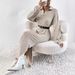 Solid Off-shoulder Slit Thigh-length Dress Without Belt, New European American Long-sleeve Women's Clothing, Solid Color_ecoleips.com