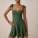 l22407 Summer New French Retro European And American Style Women's Slim Fashionable Dark Green Floral Dress For Export_ecoleips.com