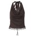 Lace Trimmed Halter Neck Slim Fit Vest Top For Women Winter Sexy Hot Girl Inner Or Outer Wear Tie Detail_ecoleips.com