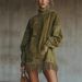 Retro Suede Fringe Dress – High Neck Boho Tunic With Oversized Pockets (Army Green, Gray, Pink, Brown, Xs-Xxxl)_ecoleips.com