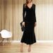 K New V-neck Bag Hip Skirt Slim Fit Elegant Temperament Fish Tail Dress Evening Gown_ecoleips.com