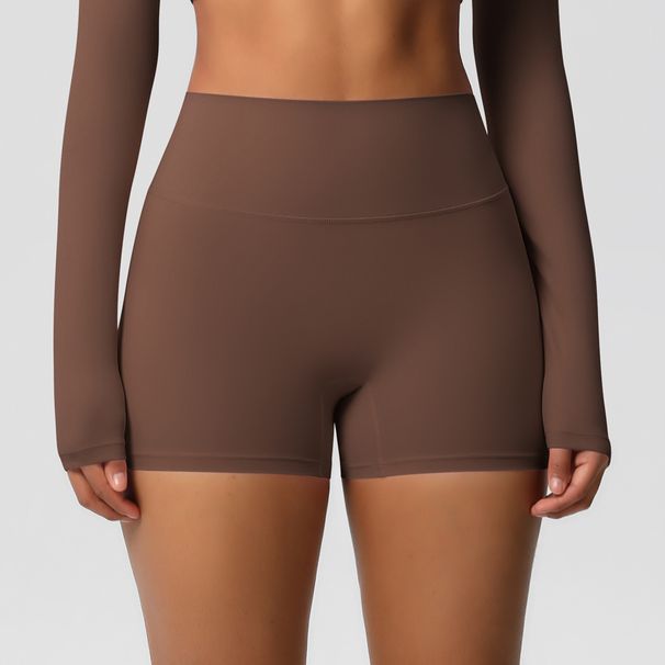 K Solid Color High-Waist Fitted Tummy Control Yoga Shorts Running Fitness Sports 3/4 Leggings For Women_ecoleips.com