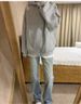 Grey Hooded Lapel Sweater Jacket Women's Hooded Autumn And Winter Korean Wear 2026 New Super Fire Autumn And Winter Coat_ecoleips.com