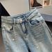 Women's High Waist Flared Jeans With Star Embroidery & Rhinestone Details, Wide Leg Long Pants For Casual & Office Wear _ecoleips.com