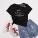 Women's Clothing Black Women's Casual T-Shirt Pure Cotton Round Neck Short Sleeve Letter Print Fashionable Simple Top Style_ecoleips.com