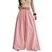 Women's Solid Color Drawstring Waist Casual Pants Spring Summer New Loose Wide Leg Comfortable Fit Trousers_ecoleips.com