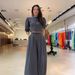 Women's Clothing fashion striped print navel baring top high waist wide leg pants suit_ecoleips.com