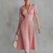 Women's Polo Collar Long Sleeve Dress Chiffon Top Pleated_ecoleips.com