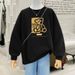 Women's Fleece Lined Crew Neck Sweatshirt plus Size Hong Kong Style Retro Thickened Top for Autumn Winter Spring New Arrival_ecoleips.com