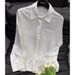 Women's Clothing Diamond Lapel White Shirt For Women Spring And Summer New Design Loose Slim Diamond Shirt_ecoleips.com