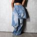 Distressed Denim Pants For Women - Vintage Patchwork Straight Leg Jeans | Grunge Streetwear Pants With Destroyed Details (S-XXL)_ecoleips.com