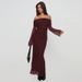 Women's Elegant Slim Mesh See through off Shoulder Dress Solid Color European American Fashion New Summer 2025_ecoleips.com