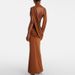 Fashionable High Neck Backless Draped Long Dress Womens Spring Solid Slim Bodycon Dress Summer Sleeveless Party Maxi Dress Mujer_ecoleips.com