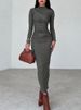 Women Elegant Solid Black Bodycon Maxi Dress Long Sleeve Lady O-neck Evening Party Vestidos Robe_ecoleips.com