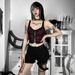 Women's Dark Style Camisole Early Spring New Lace Trim Backless Tie up Vest Top_ecoleips.com