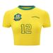 European And American Hot Girl Football Number 12 Printed Sexy Short-sleeve Retro Brazilian Cropped Slim-fit Top T-shirt_ecoleips.com