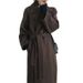 Women's Mid-length Woolen Suit Collar Loose Tie Double-sided Woolen Coat_ecoleips.com