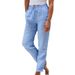 Voya Women's Summer Elastic Waist Solid Color Cotton Linen Wide-Leg Loose Long_ecoleips.com