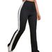 Voya Women's Fashion Casual Pants, Spring/summer High-waisted Slim-fit Wide-leg Color-blocked Design Pants_ecoleips.com
