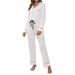 Women's Autumn Lounge Set – Button-Up Long Sleeve Top & High-Waist Tied Waist Pants (S-XXXL, 8 Colors, Soft Polyester, Euro/Afro Fit)_ecoleips.com