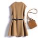 Women's Clothing 2023 autumn and winter new woolen vest women's medium and long V-neck sleeveless waistcoat belt woolen vest jacket_ecoleips.com