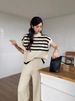 Color Blocked Striped Knit Sweater Set Korean Style Fashionable Slightly Sheer Loose Sleeveless Two Piece Outfit for Women New Design_ecoleips.com