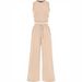 European And American Women's Casual Ribbed Wide-Leg Spring Summer Long Pants Elastic Waist Loose Sleeveless Vest_ecoleips.com