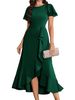 Autumn Women's Ruffled Side Slit Dress Round Neck Elegant Style_ecoleips.com