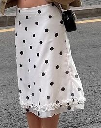 Women's Vintage Polka Dot Low Waist Ruffled Midi Skirt – Casual Street Style Bottom For Summer_ecoleips.com