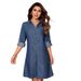 Women's Fashionable Denim Dress Long Sleeved Independent Website Direct Sale Cross Border 218752 New Summer Clothing_ecoleips.com