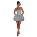 Women's Clothing Elegant Halter Neck Tie Bow Short Dress Elegant Off-Shoulder Bow Tie Wrap Mini Dress With Puff Skirt - Stylish Streetwear For Women_ecoleips.com