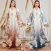 Muslim Dress Women Elegant Printed Maxi Dress – Floral Embroidery Long Sleeve Abaya, Lightweight Polyester, Modest & Stylish For Everyday Wear_ecoleips.com