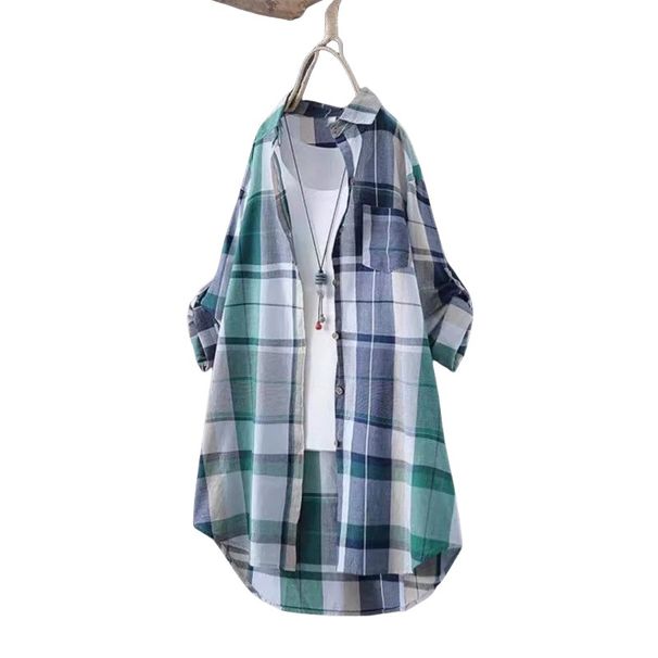 Retro-Style Long-Sleeved Shirt With Checkered Pattern, Versatile Loose-Fitting Coat That Flatters The Figure, Colorful C_ecoleips.com