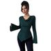 Women's Pit Strip Base Shirt Off-the-shoulder Slim Knit Long-sleeved Top_ecoleips.com