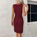 Cross-Border European And American Women's Fashion Round Neck Slim Fit Hollow Design Sleeveless Bodycon Elegant_ecoleips.com