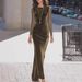 Women's Clothing Sexy Street Style High Waist Long A-Line Skirt For Women Solid Color Mesh Round Neck Pullover Design Dress_ecoleips.com