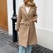 Women's Elegant Double-Breasted Trench Coat – Classic Long Sleeve Button-Up Jacket (S-XL, Khaki)_ecoleips.com