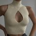 Women's Clothing Women's Autumn New High Neck Sleeveless Chest Hollow Design Knitted Fabric Threaded Short Vest_ecoleips.com