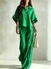 Breathable Short Sleeve Shirt And Wide-Leg Pants 2-Piece Womens Set Casual Loose Fit Summer Outfit_ecoleips.com